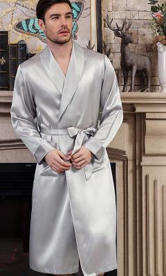 CEARPION Spring New Men Bathrobe Silk Sleepwear Elegant Long Sleeve Night Gown Home Dressing Gown Soft Men Lounge Wear
