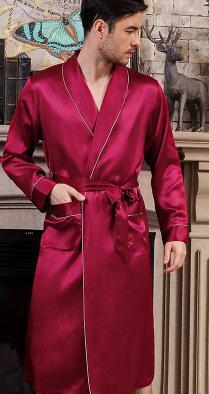 CEARPION Spring New Men Bathrobe Silk Sleepwear Elegant Long Sleeve Night Gown Home Dressing Gown Soft Men Lounge Wear