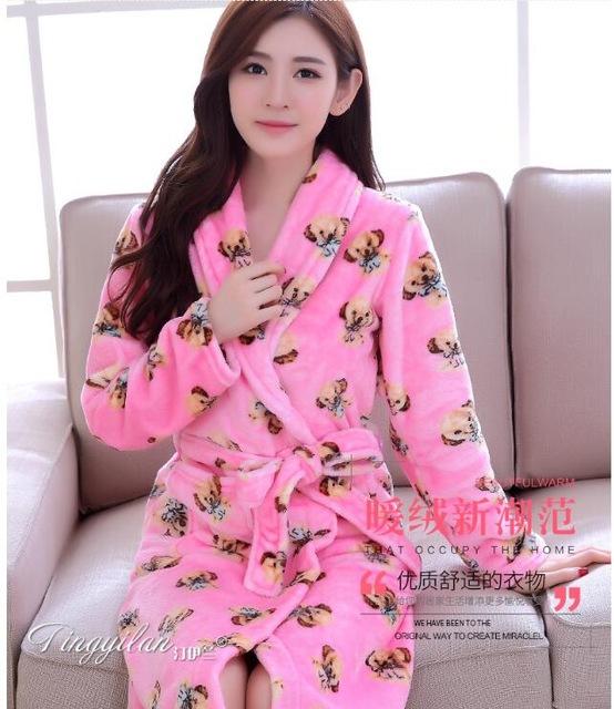 Girls Sleeping Gown Female Warm Thickened Flange Long Sleeves Bathrobe Men's Coral Velvet Pajamas Home Dress Marriage Robe D2120