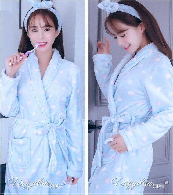 Girls Sleeping Gown Female Warm Thickened Flange Long Sleeves Bathrobe Men's Coral Velvet Pajamas Home Dress Marriage Robe D2120