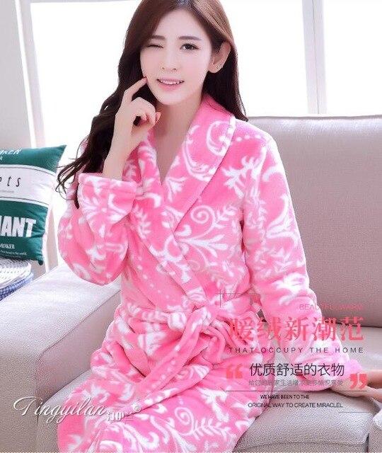 Girls Sleeping Gown Female Warm Thickened Flange Long Sleeves Bathrobe Men's Coral Velvet Pajamas Home Dress Marriage Robe D2120