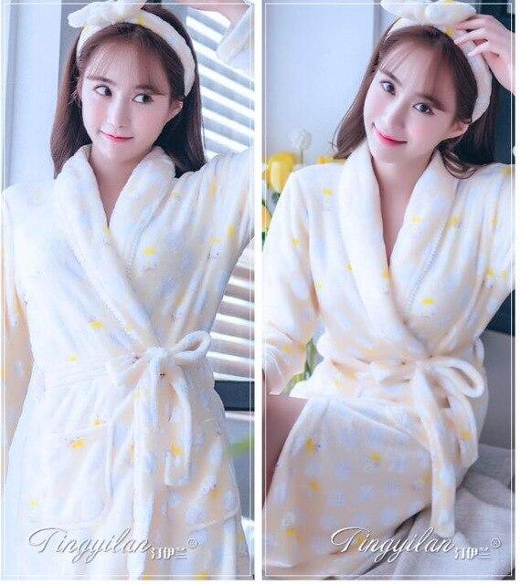 Girls Sleeping Gown Female Warm Thickened Flange Long Sleeves Bathrobe Men's Coral Velvet Pajamas Home Dress Marriage Robe D2120