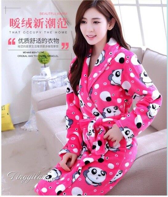 Girls Sleeping Gown Female Warm Thickened Flange Long Sleeves Bathrobe Men's Coral Velvet Pajamas Home Dress Marriage Robe D2120