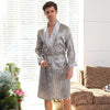 Cross-Border Men One-Piece Silk Robe Summer Thin Silk-like Long Sleeve Pajamas XL Bathrobes 88001 (No Pants)
