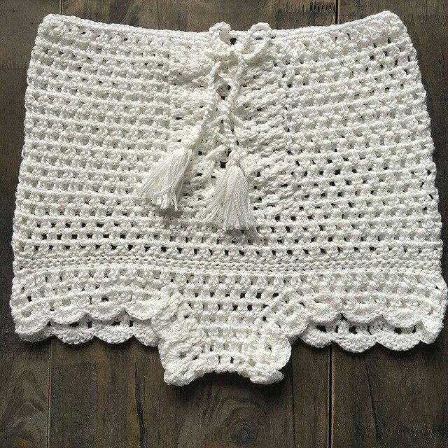 2019 HOT Sexy Women Bikini Shorts Fashion Drawstring Hand Knit Striped Cutout Shorts Casual Beach Bathing Swimwear