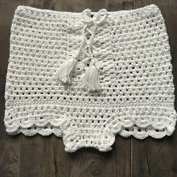 2019 HOT Sexy Women Bikini Shorts Fashion Drawstring Hand Knit Striped Cutout Shorts Casual Beach Bathing Swimwear
