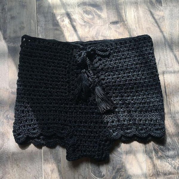 2019 HOT Sexy Women Bikini Shorts Fashion Drawstring Hand Knit Striped Cutout Shorts Casual Beach Bathing Swimwear