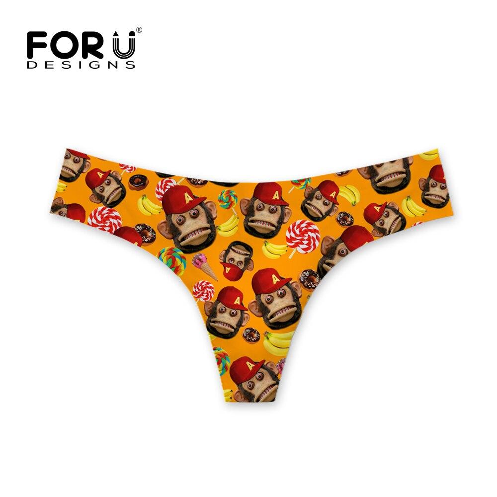 FORUDESIGNS Bikini Bottoms Sexy Swimwear Funny Monkey Design G-string Thong Swimsuit Brazilian Panties Womens Swimming Shorts