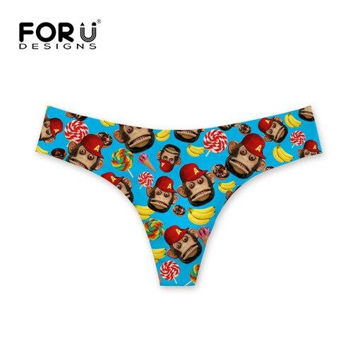 FORUDESIGNS Bikini Bottoms Sexy Swimwear Funny Monkey Design G-string Thong Swimsuit Brazilian Panties Womens Swimming Shorts