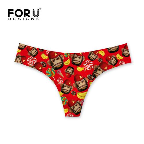 FORUDESIGNS Bikini Bottoms Sexy Swimwear Funny Monkey Design G-string Thong Swimsuit Brazilian Panties Womens Swimming Shorts