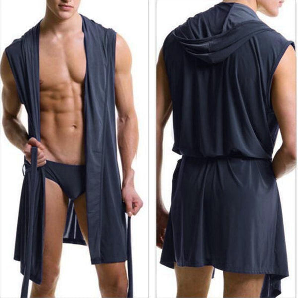 Best price Summer dress bath robe with briefs men sexy pajamas sleepwear Silk pijama hombre hooded bathrobe men bath 5 color set