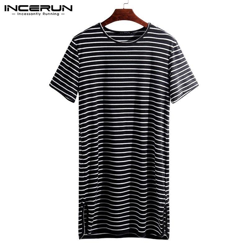 Chic Men Pajama Summer Dress Male Fashion Lounge Stripe Baggy Short Sleeve Sleepwear Nightshirt Underwear Homewear