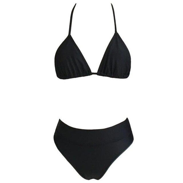 Topmelon 2019 Hot Sexy Bikini Solid Mid Waist Swimsuit Swimwear Beach Bathing Wire Free Mayo Black Or Lgiht Pink Two Pieces