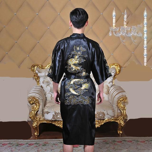 7colors Traditional Japanese Kimono Emboridery Dragon Robe Men Nightgown Yukata Sleepwear Satin Men's Quimono Samurai Male