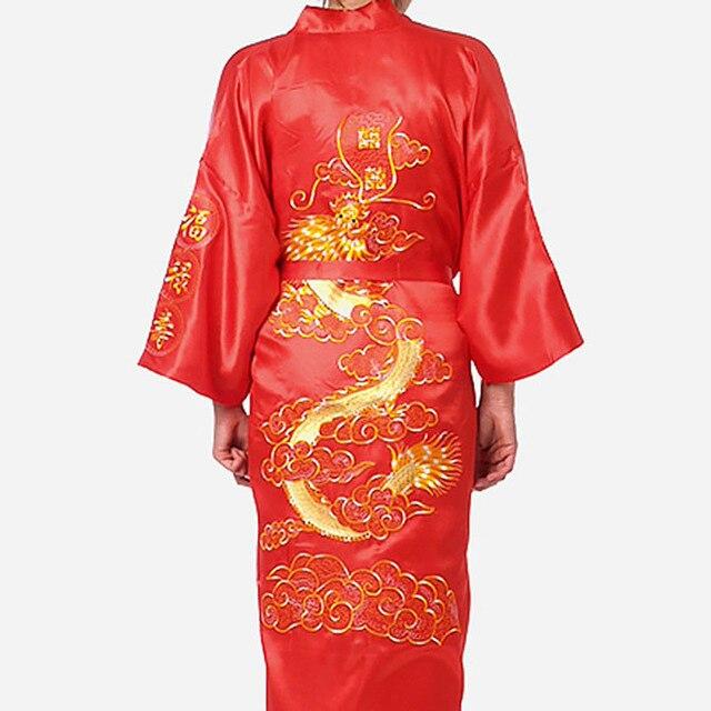7colors Traditional Japanese Kimono Emboridery Dragon Robe Men Nightgown Yukata Sleepwear Satin Men's Quimono Samurai Male
