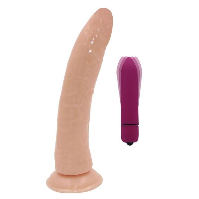 YEMA 2 PCS Violet Realistic Dildo&10 Mode Bullet Vibrator Sex Toys for Women Strap On Clitoris G Spot Stimulater Vibrators