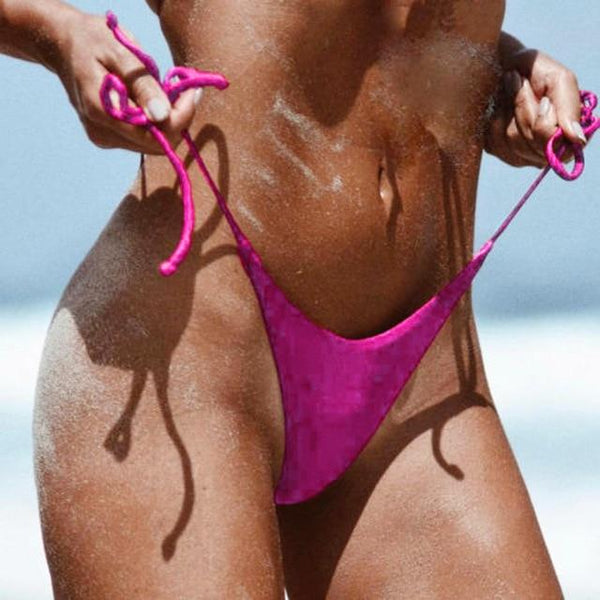 bikini thong bottom side tie Women Swimwear Brazilian Cheeky Bikini Bottom Side Tie Thong Bathing Swimsuit #XTN