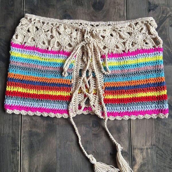 2019 New Crochet Women Rainbow Bandage Bikini Tops Push Up UnPadded Bra Swimwear Sexy Swimsuit Bathing Suit Beachwear Top Hot