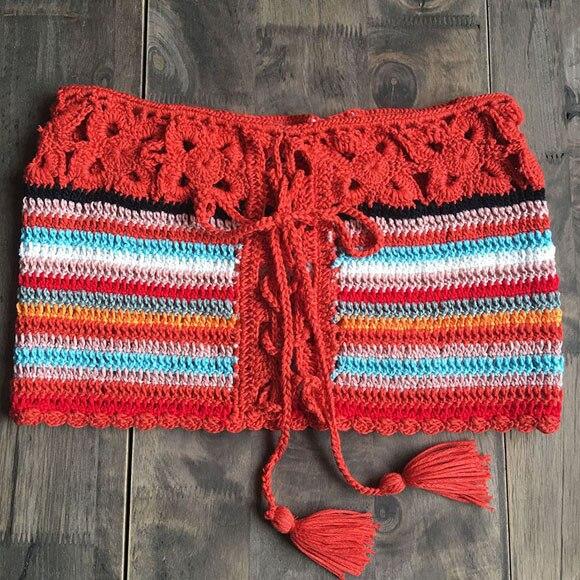 2019 New Crochet Women Rainbow Bandage Bikini Tops Push Up UnPadded Bra Swimwear Sexy Swimsuit Bathing Suit Beachwear Top Hot