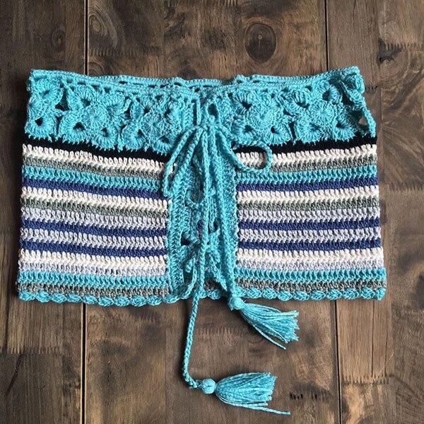 2019 New Crochet Women Rainbow Bandage Bikini Tops Push Up UnPadded Bra Swimwear Sexy Swimsuit Bathing Suit Beachwear Top Hot