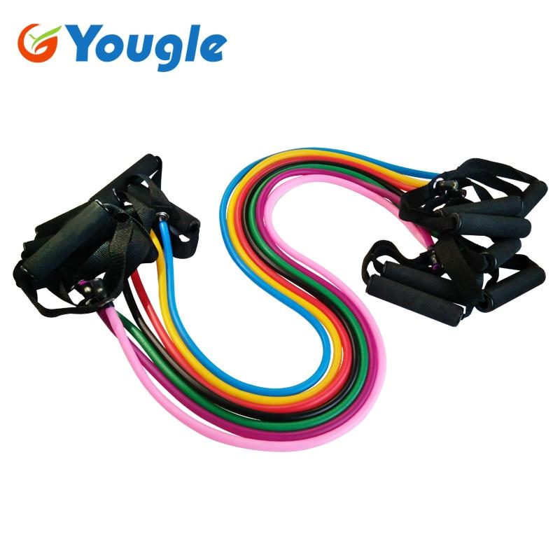 YOUGLE Pilates Latex Tubing Expanders Exercise Tubes Strength Resistance Band Sets Fitness Equipment Pull belt Rope