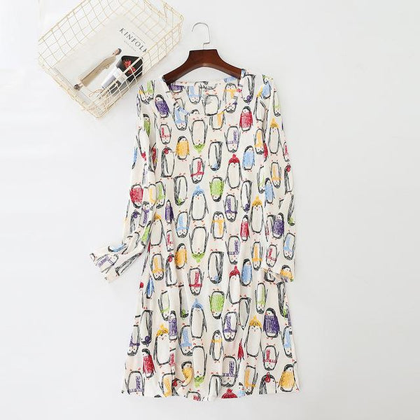 2019 New Casual Night Dress Sleepwear Soft Cotton Long Sleeve Stretchy Nightgown Female Nightwear Night Sleeping Gown For Women