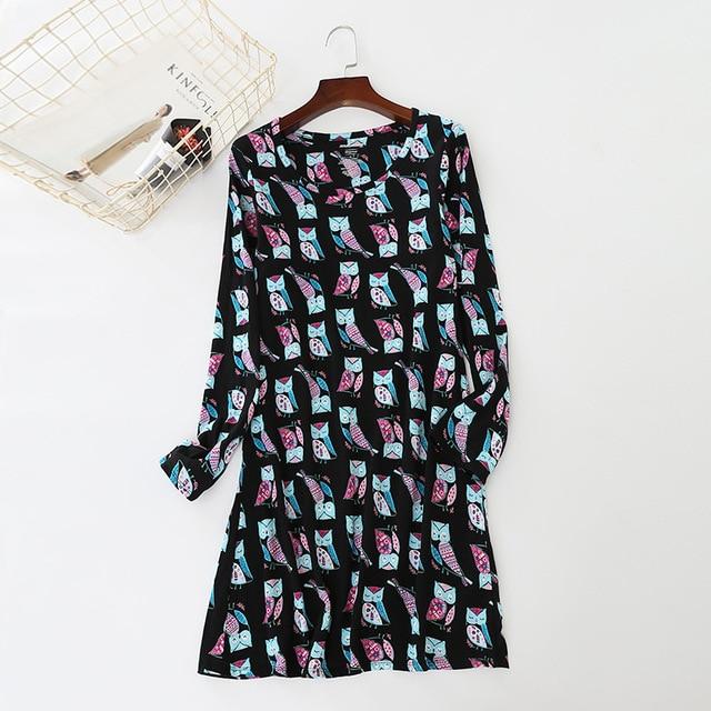 2019 New Casual Night Dress Sleepwear Soft Cotton Long Sleeve Stretchy Nightgown Female Nightwear Night Sleeping Gown For Women