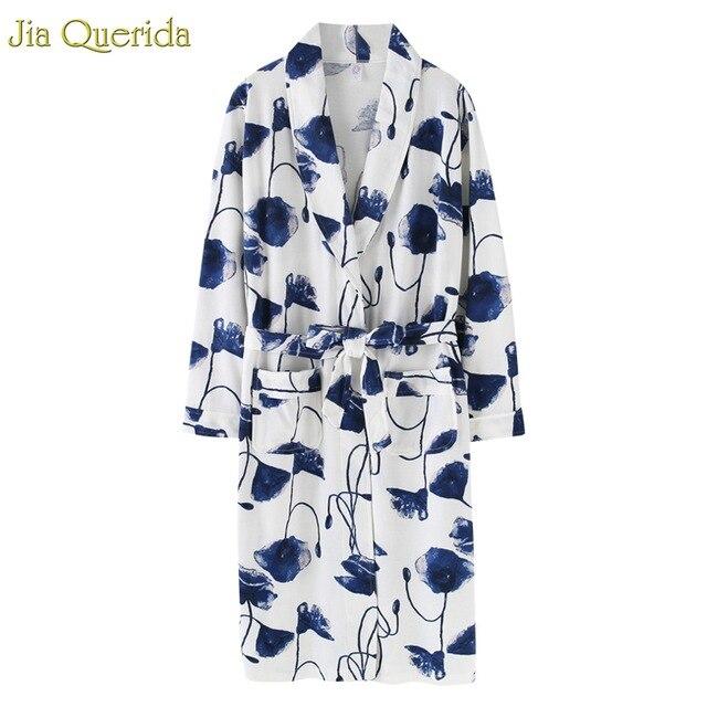 J&Q New Arrival Robe For Female Autumn Nightgown Cotton Bathrobe Women Pajamas Long Sleeves Pyjamas For Ladies Plus Size Robes