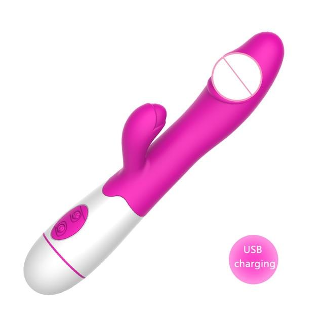 30 Frequency Dildo Vibrator Rabbit Vibrator Dual Function Waterproof G spot Vibrators Clit Stimulation Adult Sex Toys for Women