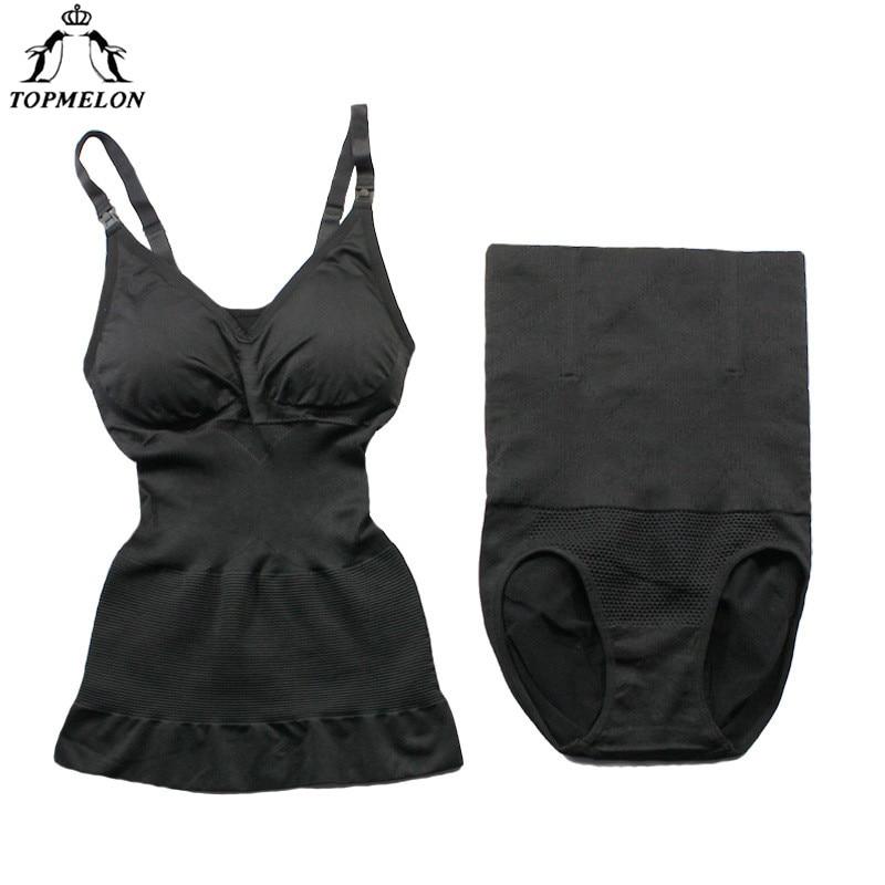 TOPMELON Women 2 Pcs Overbust Full Body Shaper Set Simming Corrective Bodysuit Waist Cincher Shapewear Steel Boned Corset Dress