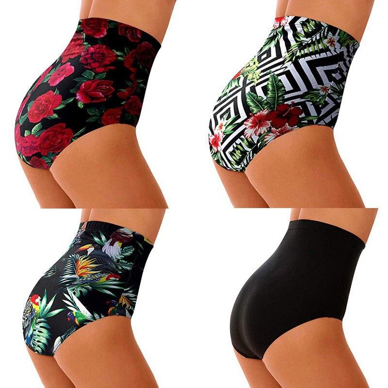 New Summer Women High Waisted Bikini Swim Shorts Bottom Fashion Floral Printed Female Swimsuit Swimwear Bathing Panty Briefs