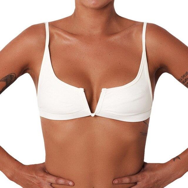 2019 Sexy Women Bikini Top Push Up Black Sport Bra Vest Swimsuit Bandage Bandeau Beach Swimwear Solid Bathing Suit Beachwear