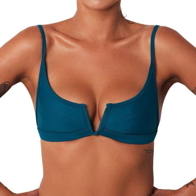 2019 Sexy Women Bikini Top Push Up Black Sport Bra Vest Swimsuit Bandage Bandeau Beach Swimwear Solid Bathing Suit Beachwear