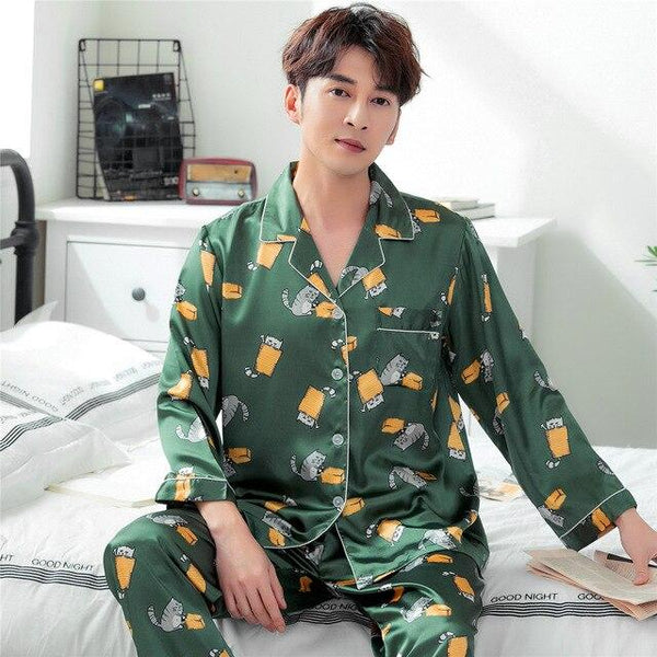 2019 New Satin Silk Pajamas Shorts for Men Rayon Silk Sleepwear Male Pajama Set Soft Nightgown for Men Pyjamas