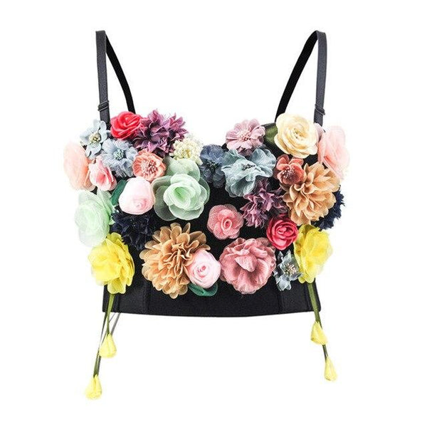 TOPMELON Flower Bustier for Women Sexy Appliques Floral Corset Gothic Steam Punk Tops Fashion Novelty Slimming Corsets