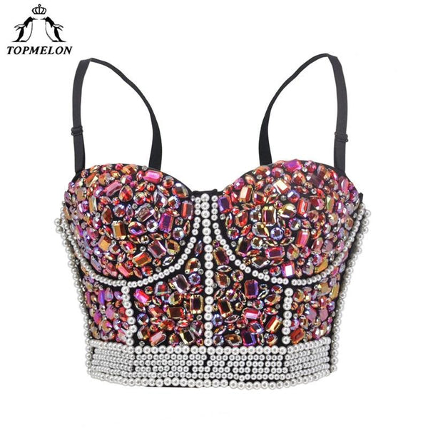 TOPMELON Womens Bustier Tops New Arrival Sexy Floral Corset Luxury Overbust Corselet for Women Sleeveless Slimming Waist Top