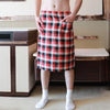 Cotton Men Pajamas Sleep Bottoms Man Plaid Short Pants Bathrobe Culottes Male Side Split Sleep Bottoms Pocket Dress Nightdress