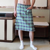 Cotton Men Pajamas Sleep Bottoms Man Plaid Short Pants Bathrobe Culottes Male Side Split Sleep Bottoms Pocket Dress Nightdress